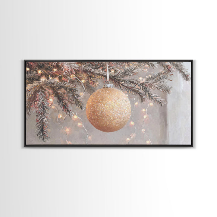 Ornament Glow – Framed Canvas Print – Christmas Art Prints – Modern Christmas Art – Christmas Canvas Wall Art – Christmas Art Work – Framed