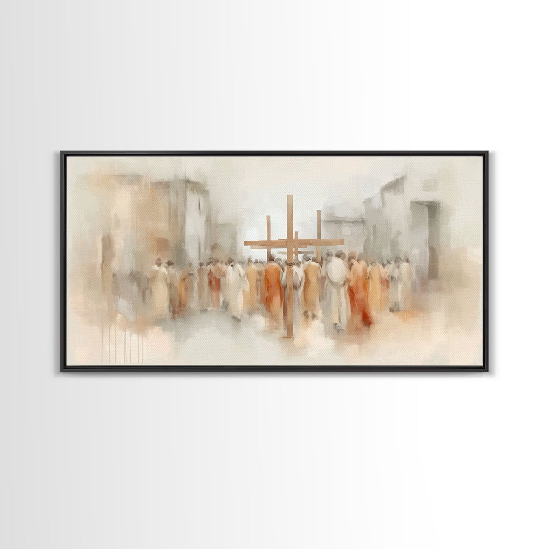 Crosswalk Journey – Framed Canvas Print – Abstract Christian Art – Christian Art Canvas – Modern Christian Painting – Christian Art Prints
