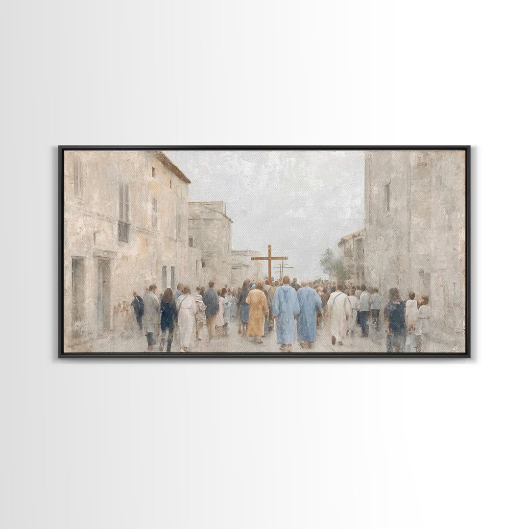 Pilgrims Of Hope – Framed Canvas Print – Christian Art Work – Subtle Christian Art – Christian Wall Art – Minimalist Christian Art – Christ