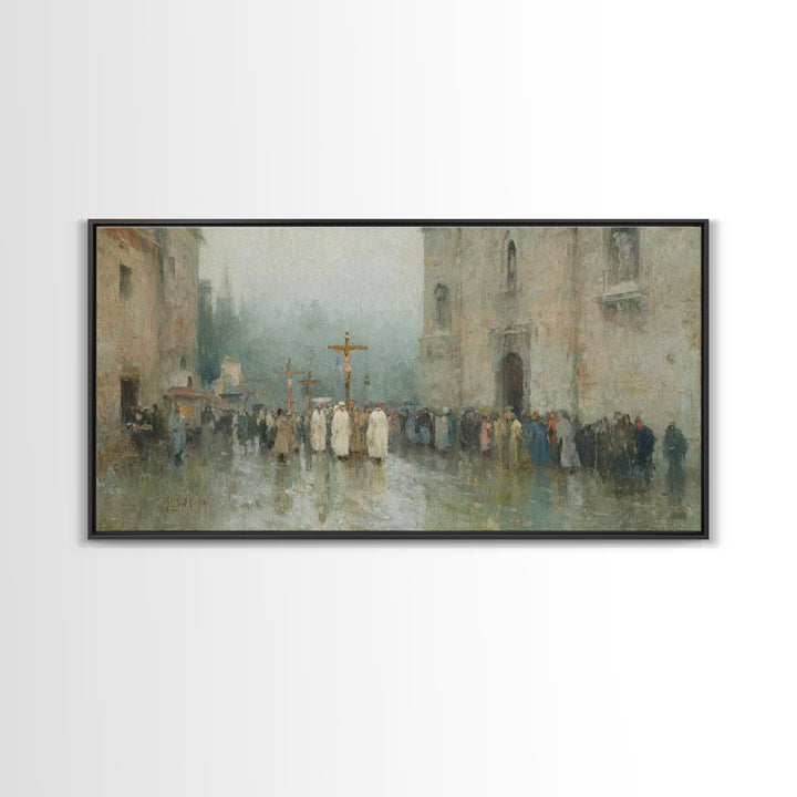 Sacred Procession – Framed Canvas Print – Christian Wall Art – Christian Art Canvas – Jesus Painting – Vintage Christian Art – Christmas Wa