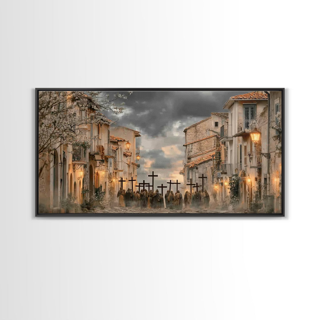 Morning Devotion | Framed Canvas Print | Christian Art | Christian Art Canvas | Christian Paintings | Moody Christmas Art | Christian Decor
