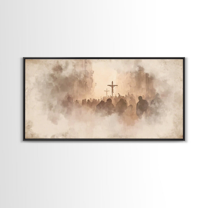 Silent Reverence, Framed Canvas Print, Christian Wall Art, Christian Art Canvas, Christian Christmas Art, Subtle Christian Art, Vintage Chr