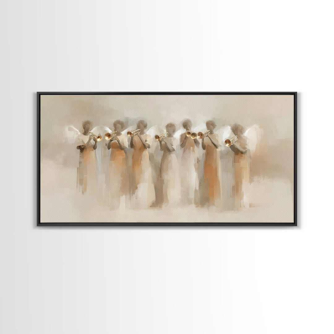 Angelic Ensemble | Framed Canvas Print | Christian Art Canvas | Modern Christian Art | Christian Painting | Christmas Art Work | Christian