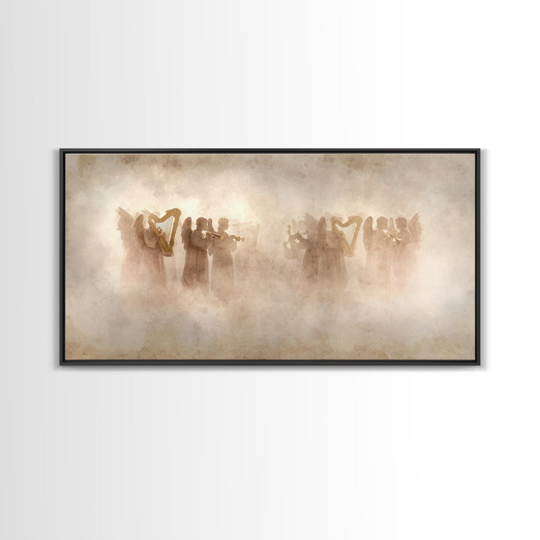 Celestial Harmony, Framed Canvas Print, Christian Art Canvas, Christian Wall Art, Moody Christian Art, Christmas Canvas Wall Art, Christian