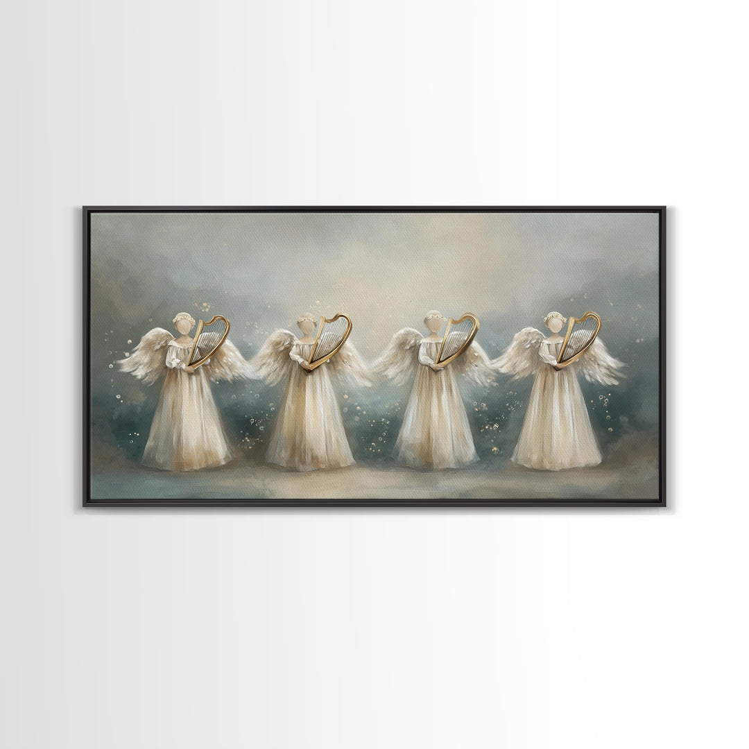 Harp Of Grace | Framed Canvas Print | Christian Art | Christian Art Canvas | Vintage Christian Art | Christmas Wall Art | Christian Christm