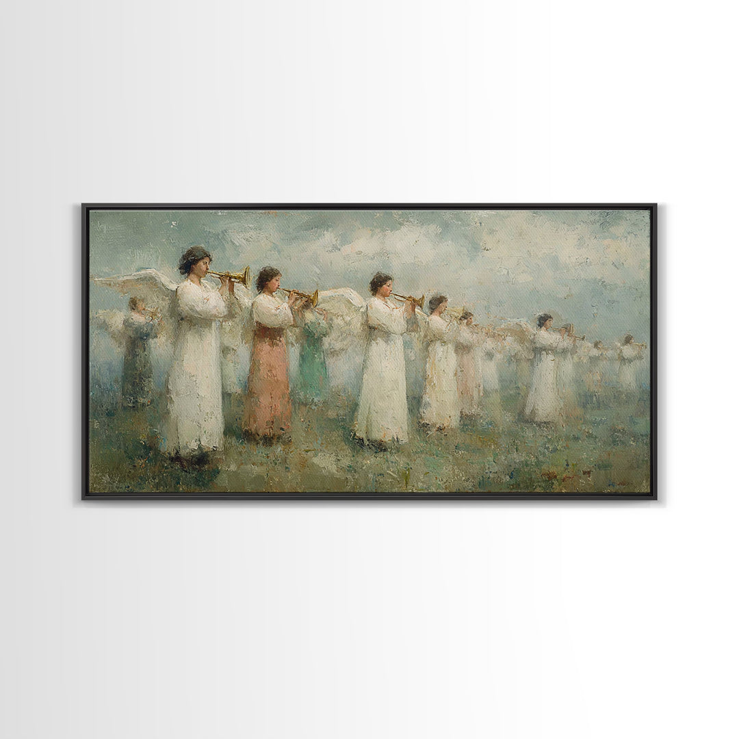 Trumpets Of Light – Framed Canvas Print – Christian Wall Art – Christian Art Prints – Christian Painting – Christmas Art Work – Christian C