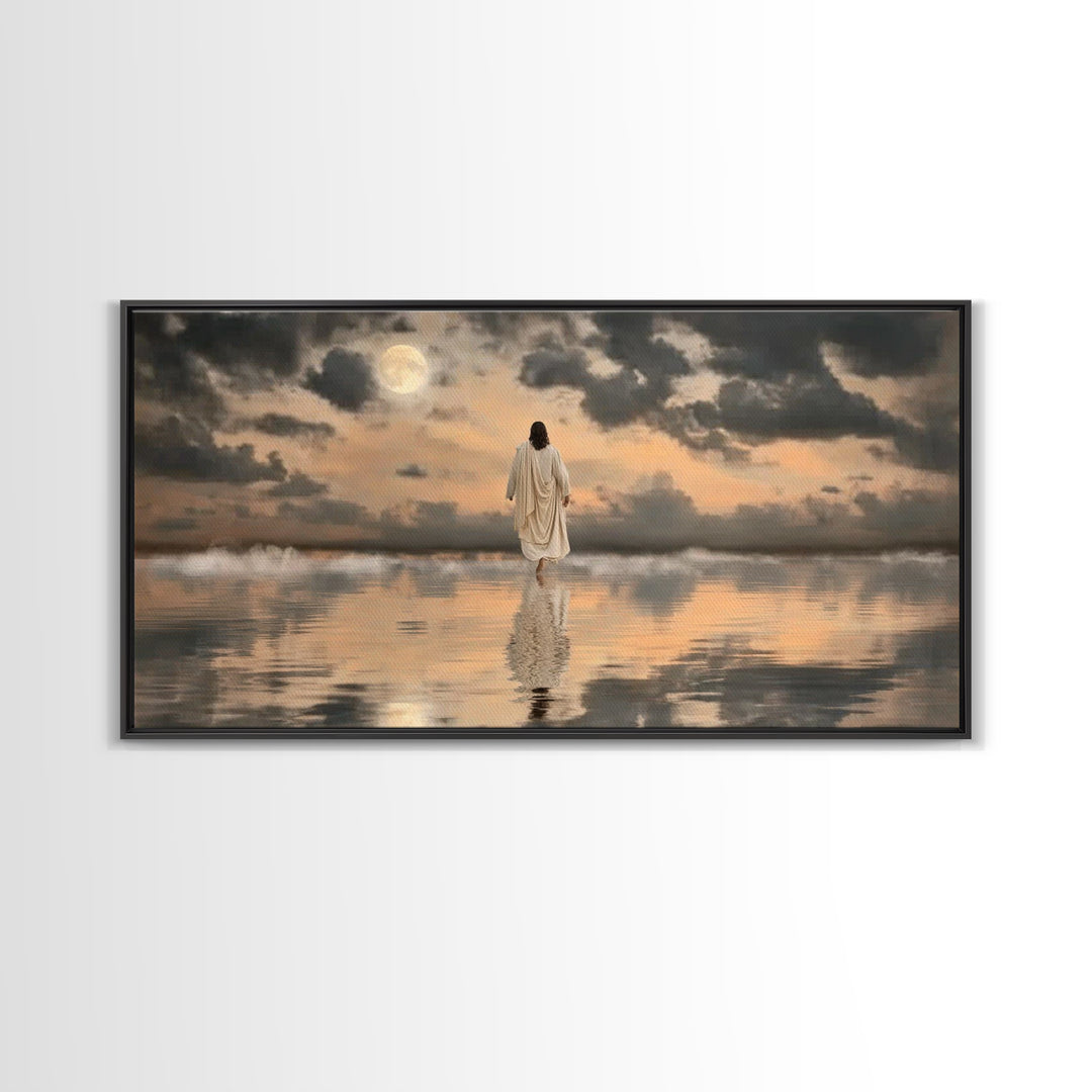 Moonlit Calling – Framed Canvas Print – Christian Wall Art – Jesus Painting – Christian Art Canvas – Moody Christian Art – Large Jesus Wall