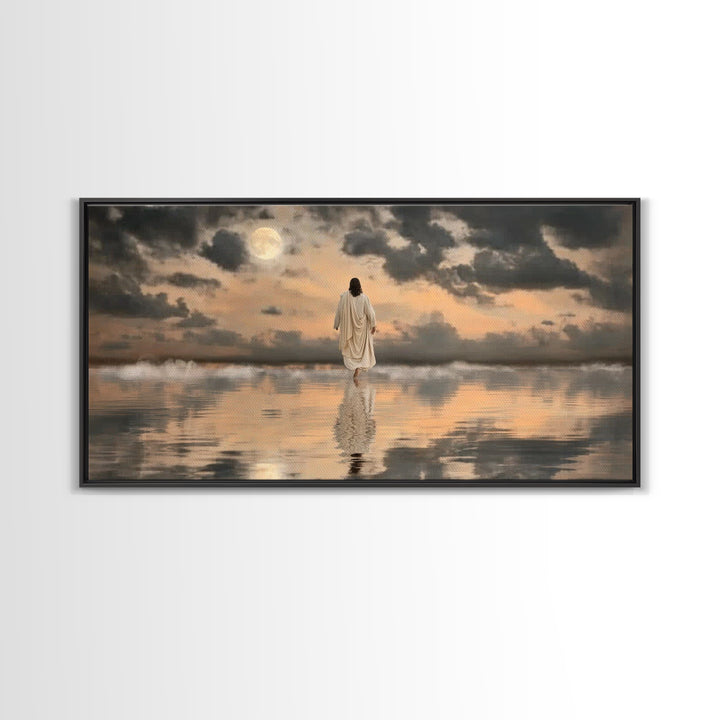 Moonlit Calling – Framed Canvas Print – Christian Wall Art – Jesus Painting – Christian Art Canvas – Moody Christian Art – Large Jesus Wall