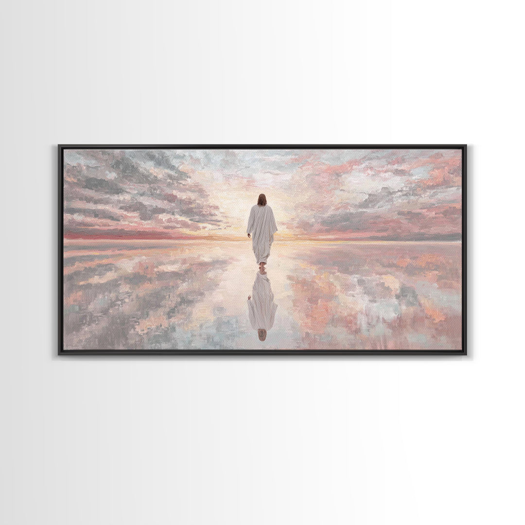 Walking In Glory | Framed Canvas Print | Jesus Painting | Christian Art Canvas | Christian Wall Art | Modern Jesus Art | Large Jesus Painti