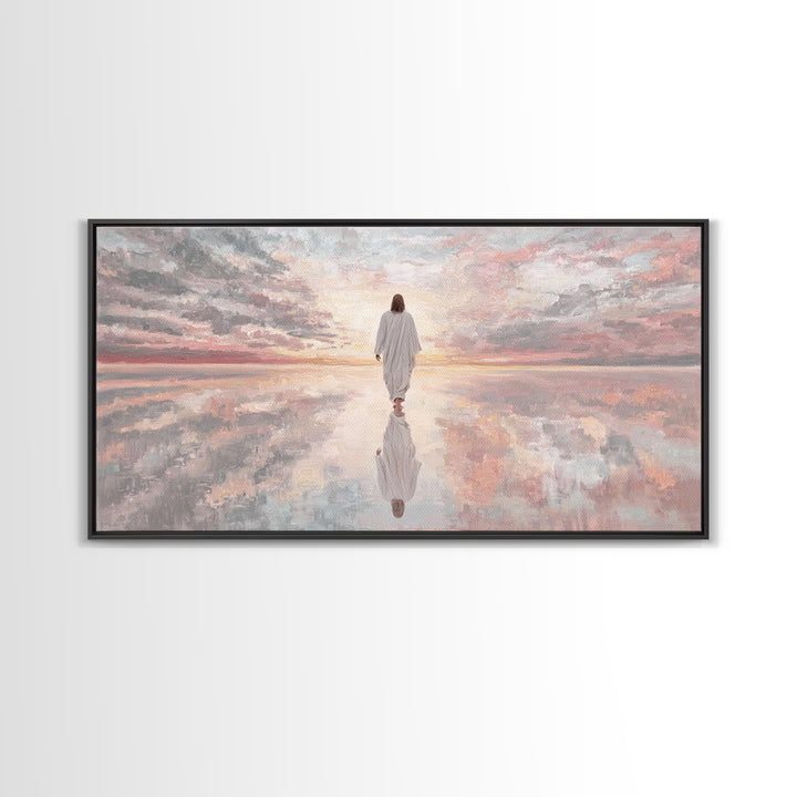 Walking In Glory | Framed Canvas Print | Jesus Painting | Christian Art Canvas | Christian Wall Art | Modern Jesus Art | Large Jesus Painti