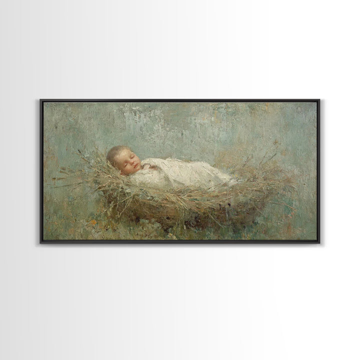 Silent Holy Rest – Framed Canvas Print – Christian Art Canvas – Christmas Wall Art – Jesus Painting – Christian Decorations – Modern Christ