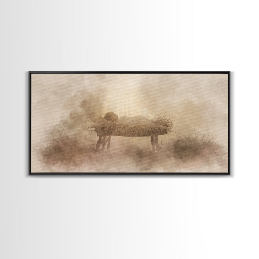 Divine Night Calm – Framed Canvas Print – Christmas Art – Christian Wall Art – Jesus Painting – Christian Art Canvas – Christian Christmas