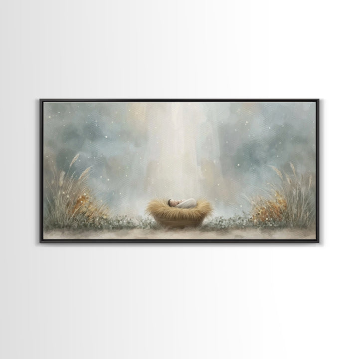 Blessed Winter Peace – Framed Canvas Print – Christian Art – Christmas Wall Art – Jesus Christmas Art – Christian Art Canvas – Christmas Ar