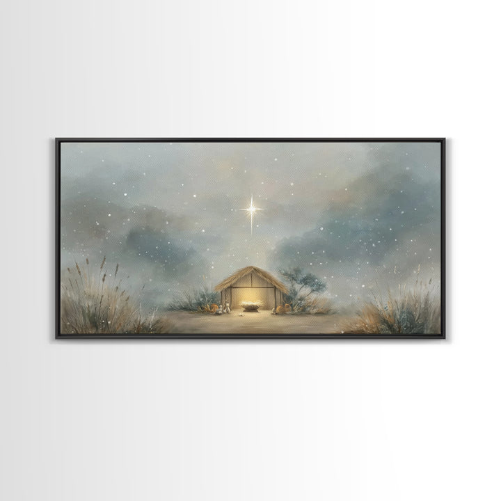 Bright Promise Star – Framed Canvas Print – Christmas Canvas Wall Art – Christian Wall Art – Christian Christmas Art – Jesus Painting – Chr