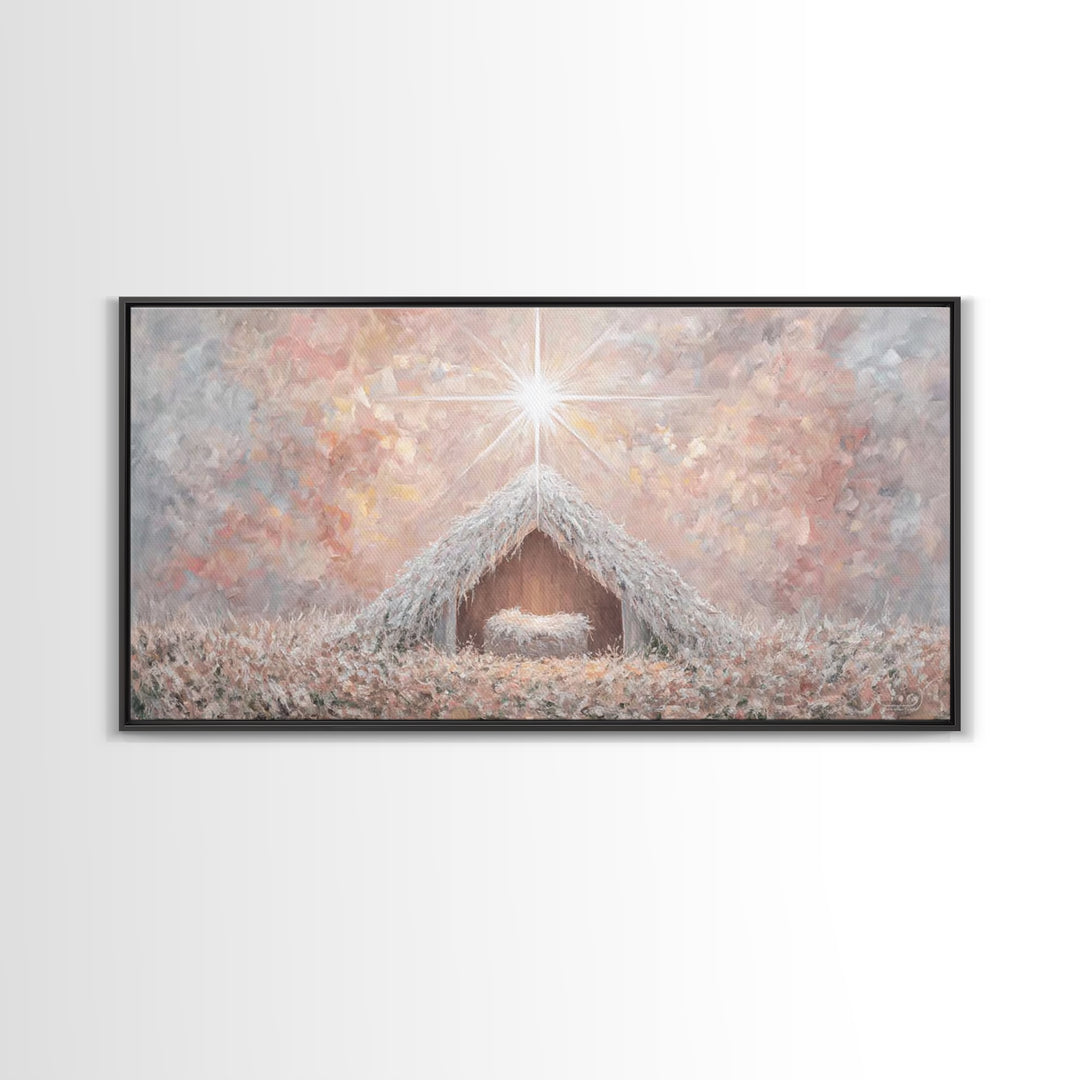 Glory In The Stable – Framed Canvas Print – Christian Wall Art – Christian Christmas Art – Christmas Art Work – Christian Art Canvas – Jesu
