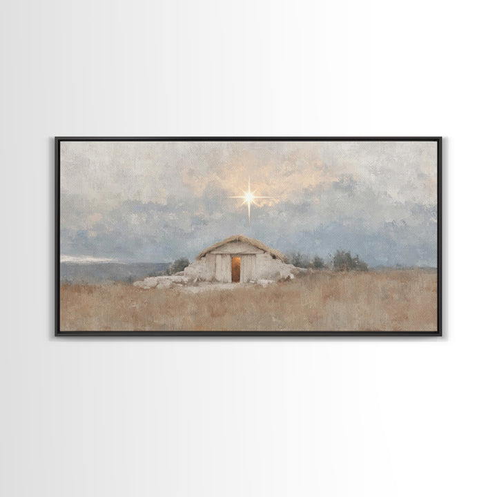 The Guiding Star - Framed Canvas Print - Christian Wall Art - Christian Christmas Art - Jesus Painting - Christmas Decor