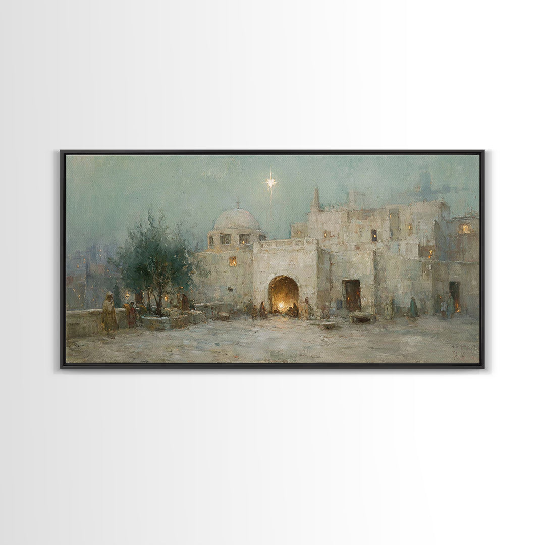 Bethlehem Light | Framed Canvas Print | Christian Wall Art | Christian Art Canvas | Christmas Art | Christian Christmas Decor