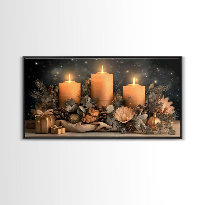 Golden Night Blessing – Framed Canvas Print – Christian Christmas Art – Christian Art Canvas – Christmas Wall Art – Framed Christmas Art –