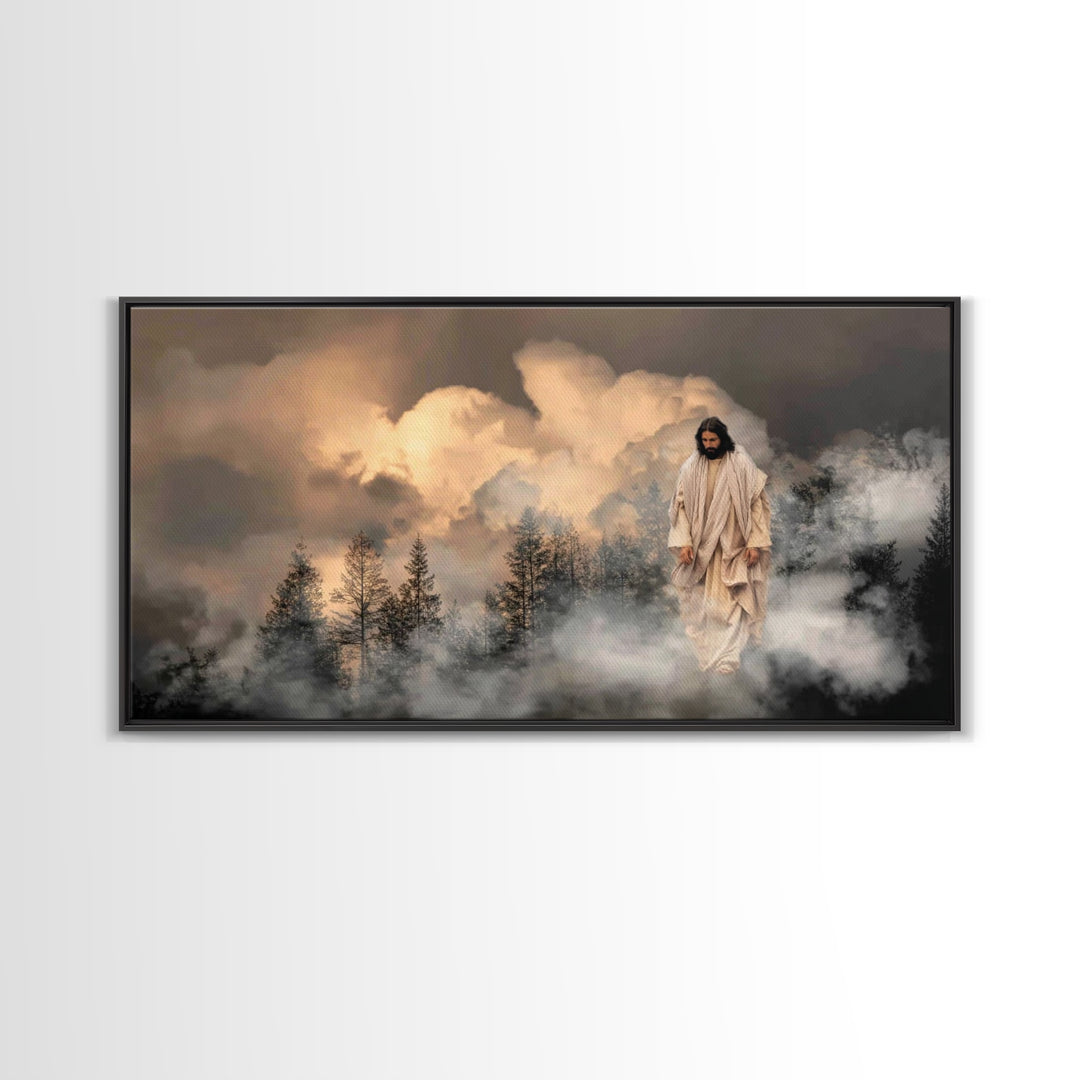 Heavenly Descent, Framed Canvas Print, Christian Art Canvas, Jesus Painting, Christian Christmas Art, Modern Christian Art, Christian Wall