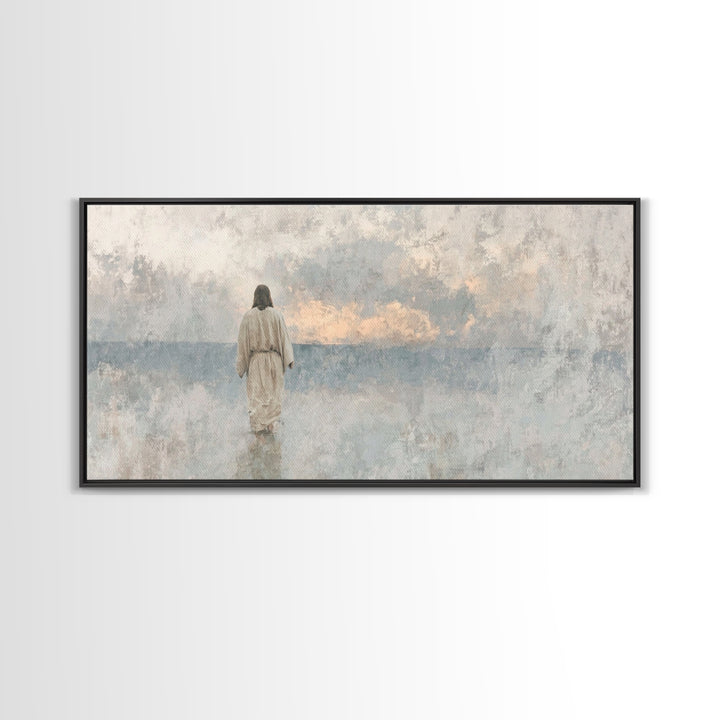 Dawn Of Mercy, Framed Canvas Print, Jesus Painting, Christian Wall Art, Christian Art Canvas, Subtle Christian Art, Christmas Art Prints