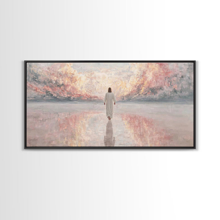 Path Of Peace, Framed Canvas Print, Christian Art Canvas, Jesus Painting, Christian Wall Art, Minimalist Christian Art, Christian Christmas