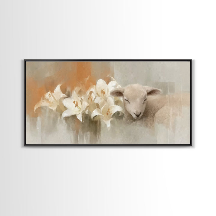 Lamb Of Peace – Framed Canvas Print – Christian Wall Art – Christian Art Canvas – Christian Art Print – Minimalist Christian Art – Christia