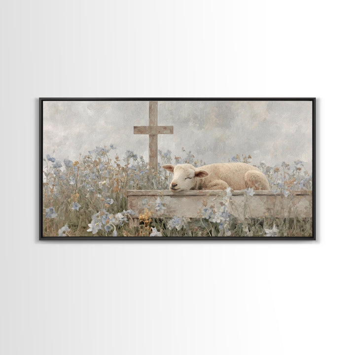 Risen Meadow – Framed Canvas Print – Christian Art Canvas – Christian Wall Art – Christian Art Print – Minimalist Christian Art – Christian