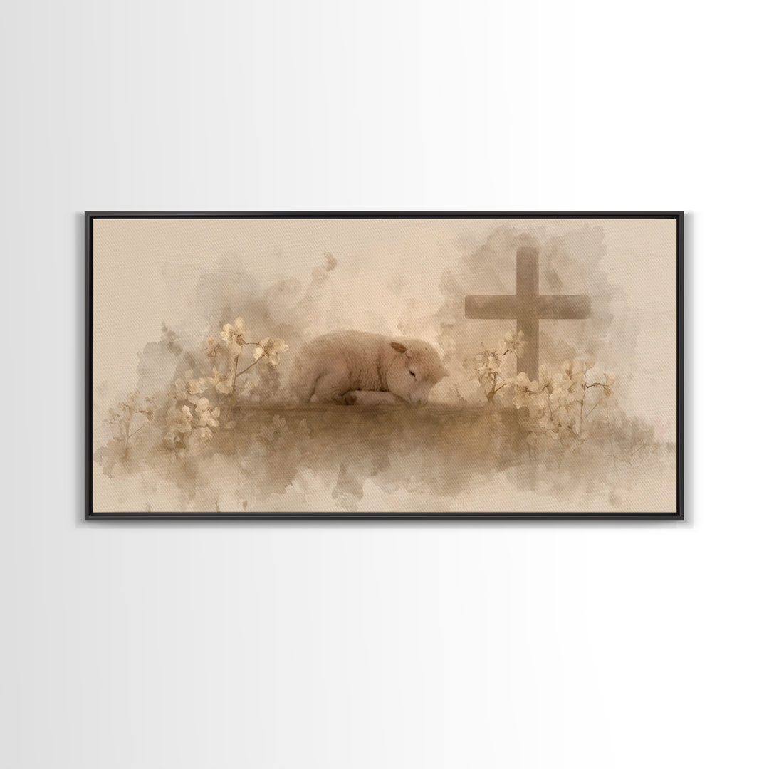 Graceful Rest – Framed Canvas Print – Christian Art Canvas – Christian Wall Art – Minimalist Christian Art – Christian Painting – Christmas