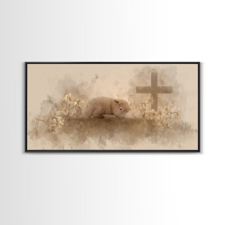 Graceful Rest – Framed Canvas Print – Christian Art Canvas – Christian Wall Art – Minimalist Christian Art – Christian Painting – Christmas