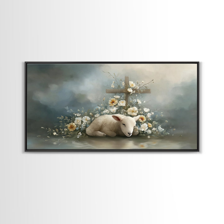 Lamb Of Peace – Framed Canvas Print – Christian Wall Art – Christian Painting – Christian Art Canvas – Christian Christmas Art – Christian