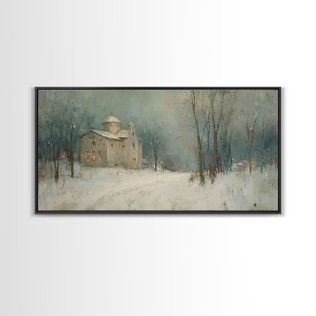 Silent Parish – Framed Canvas Print – Christian Art Print – Christmas Art – Christian Wall Art – Subtle Christian Art – Christian Decoratio