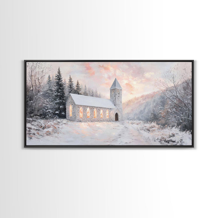 Chapel Dawn – Framed Canvas Print – Christmas Wall Art – Christian Art Canvas – Christian Art – Framed Christmas Art – Christian Christmas