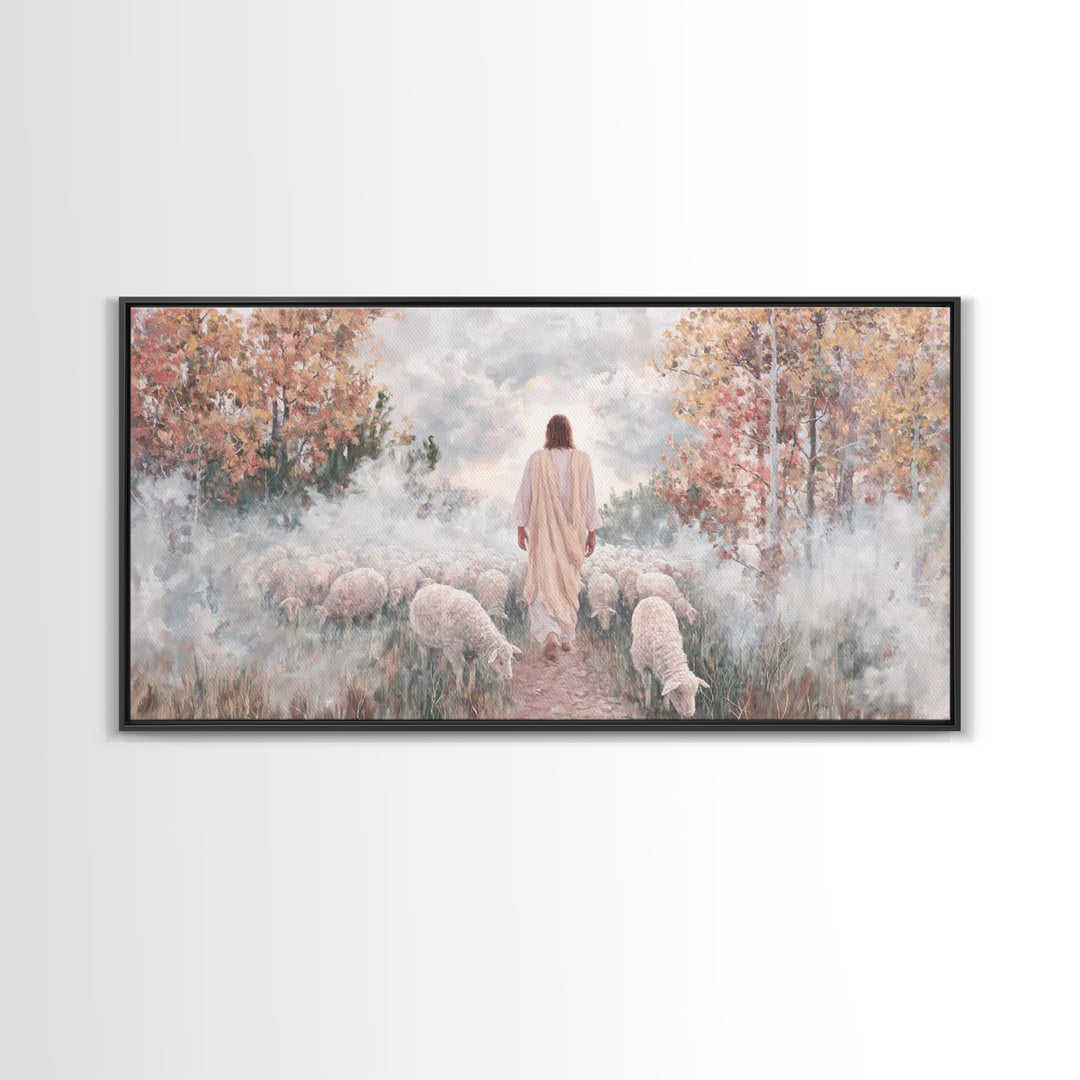 The Good Shepherd – Framed Canvas Print – Jesus Painting – Christian Wall Art – Christian Art Canvas – Christian Art Print – Christian Gift
