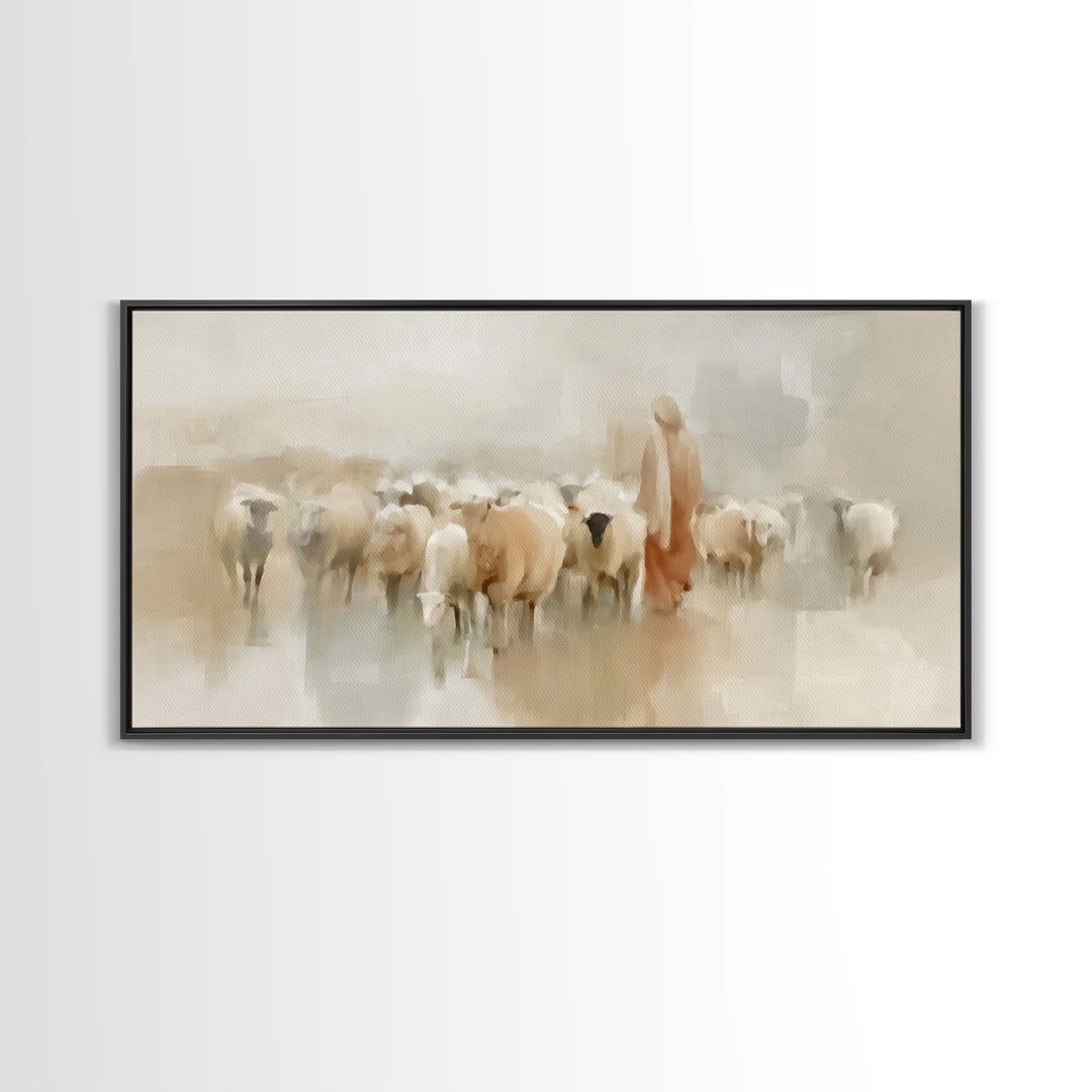 Tender Shepherd – Framed Canvas Print – Jesus Canvas Art – Christian Wall Art – Christian Art Canvas – Christian Art – Large Christian Pain