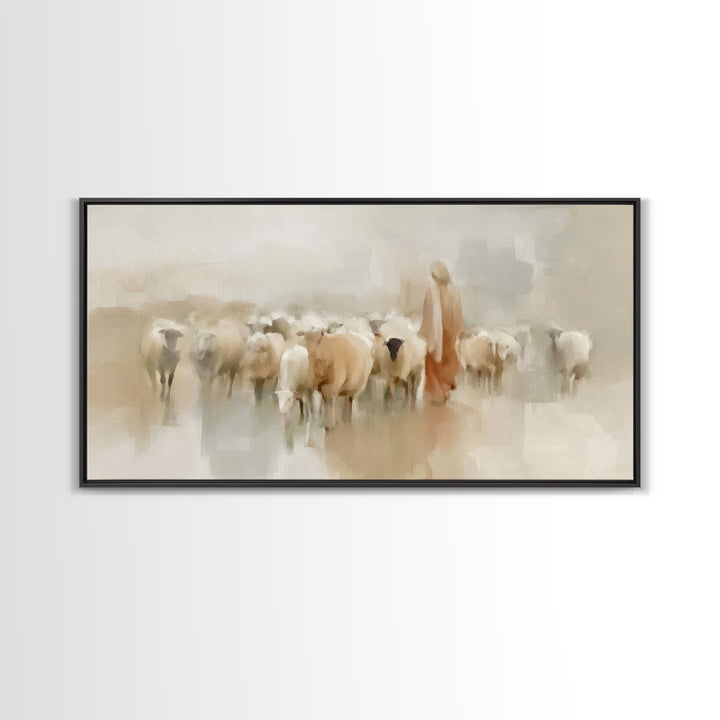 Tender Shepherd – Framed Canvas Print – Jesus Canvas Art – Christian Wall Art – Christian Art Canvas – Christian Art – Large Christian Pain