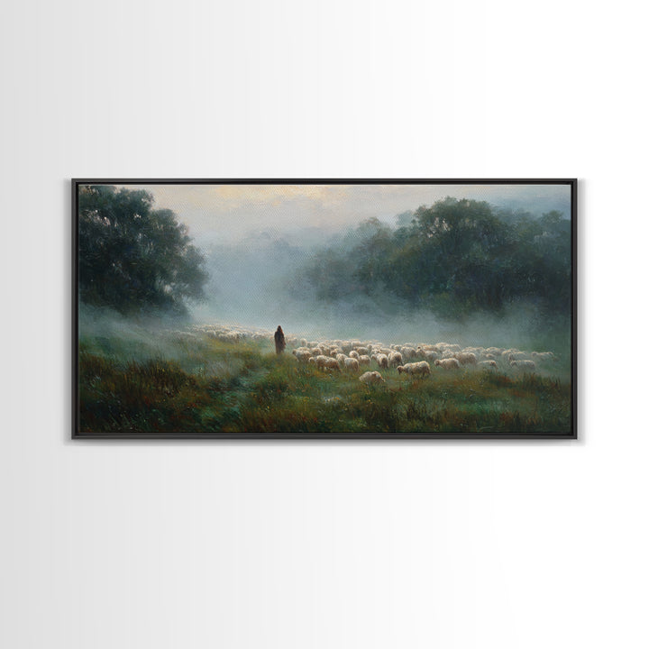 Shepherds At Dawn – Framed Canvas Print – Christian Wall Art – Christian Art Canvas – Jesus Painting – Christian Christmas Art
