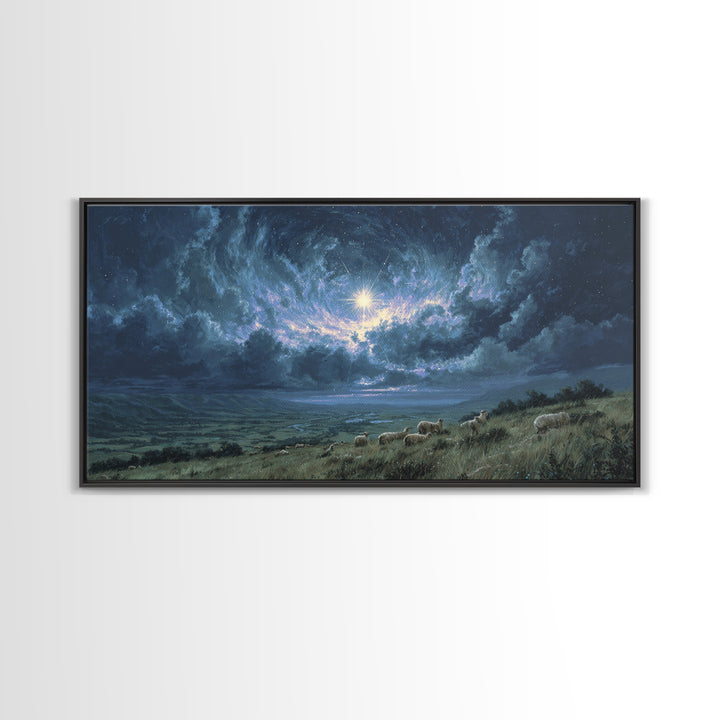 Star Of Bethlehem – Framed Canvas Print – Christian Christmas Art – Christian Wall Art – Jesus Painting – Christmas Canvas Wall Art