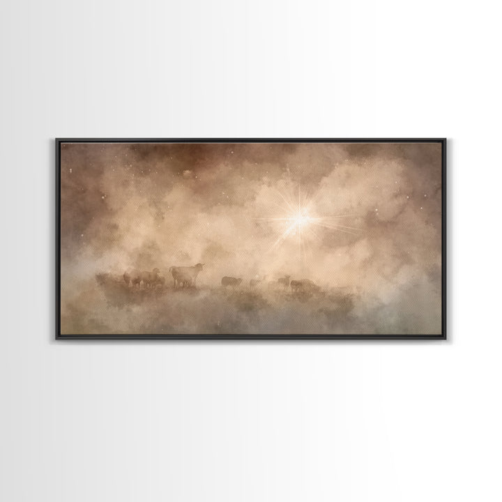 Silent Glory – Framed Canvas Print – Christian Art Canvas – Christian Wall Art – Moody Christmas Art – Christian Christmas