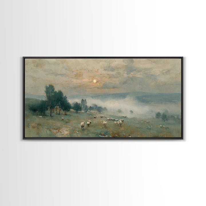 Pastoral Morning Grace – Framed Canvas Print – Christian Art – Subtle Christian Art – Christian Wall Art – Christmas Art Prints