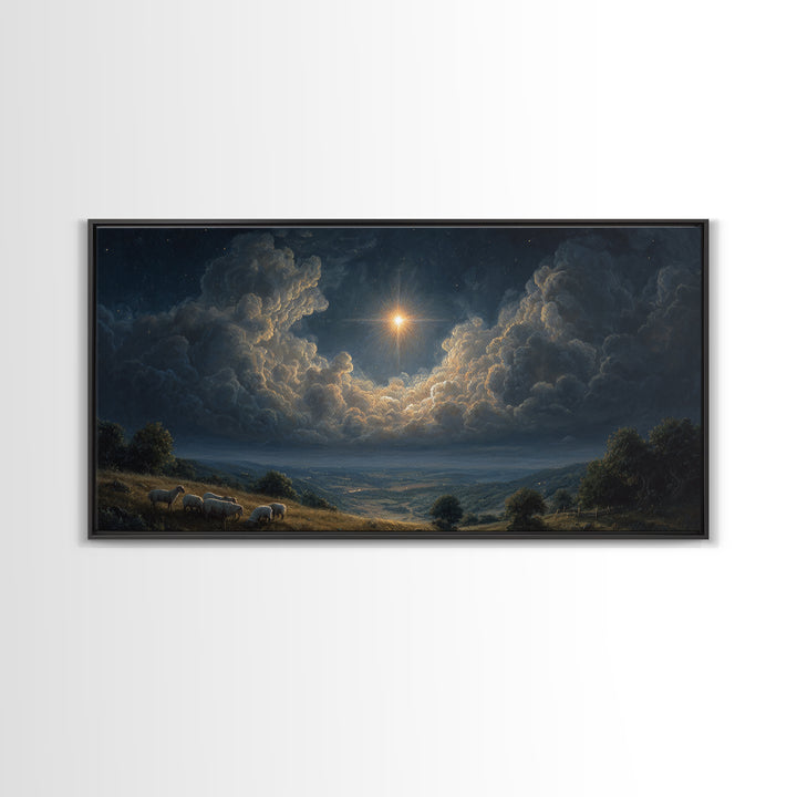 Dawn Of Hope – Framed Canvas Print – Christian Wall Art – Christian Art Print – Christmas Art Work – Jesus Christmas Art
