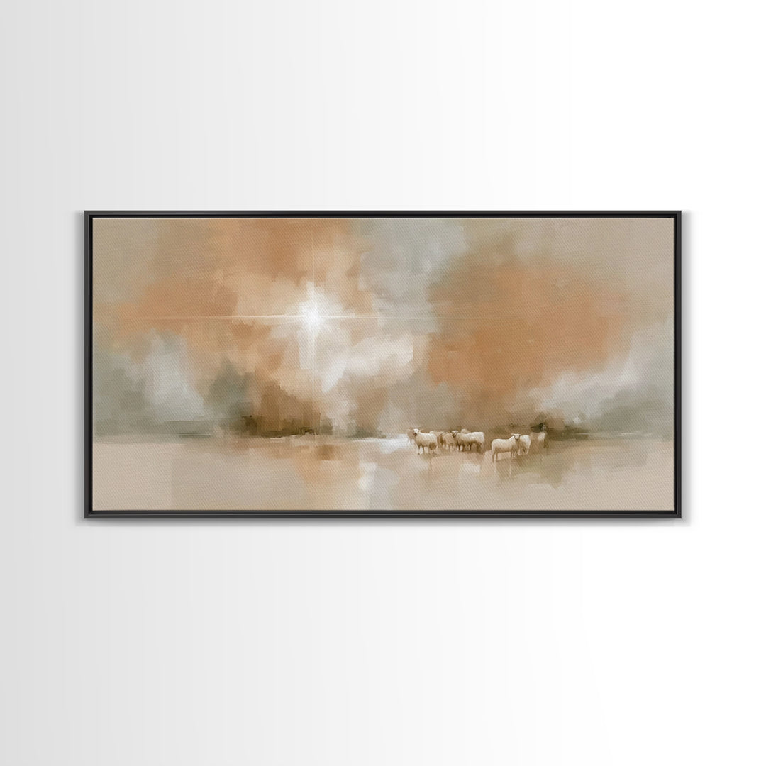 Bethlehem Light – Framed Canvas Print – Christian Art Canvas – Modern Christian Art – Christmas Wall Art – Jesus Painting