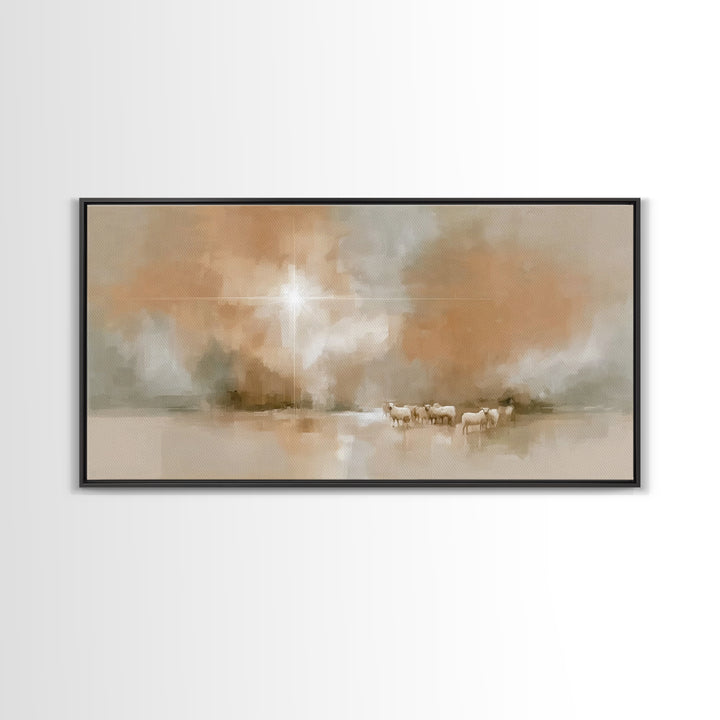 Bethlehem Light – Framed Canvas Print – Christian Art Canvas – Modern Christian Art – Christmas Wall Art – Jesus Painting