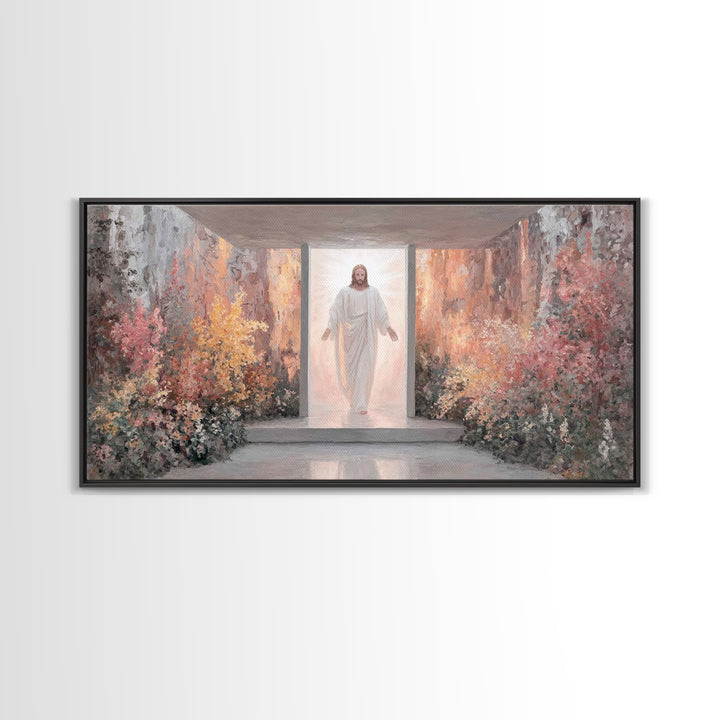 Risen In Light – Framed Canvas Print – Christian Wall Art – Jesus Painting – Christian Art Canvas – Modern Christian Art – Christian Art