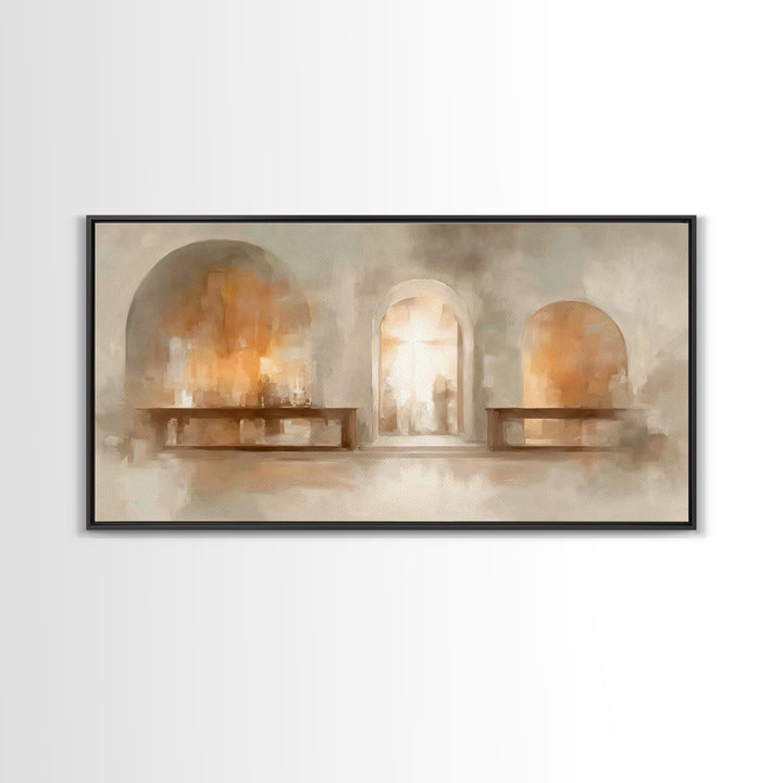 Sanctuary Glow – Framed Canvas Print – Christian Art – Christian Art Painting – Minimalist Christian Art – Christian Wall Art – Christian G