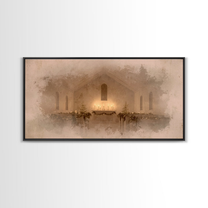 Sacred Hearth | Framed Canvas Print | Christian Art Canvas | Christmas Art Work | Christian Christmas Decor | Christian Art Gift | Moody Ch