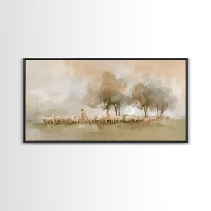 Pastoral Grace – Framed Canvas Print – Christian Art – Subtle Christian Paintings – Christian Wall Art – Christian Art Canvas – Christian A