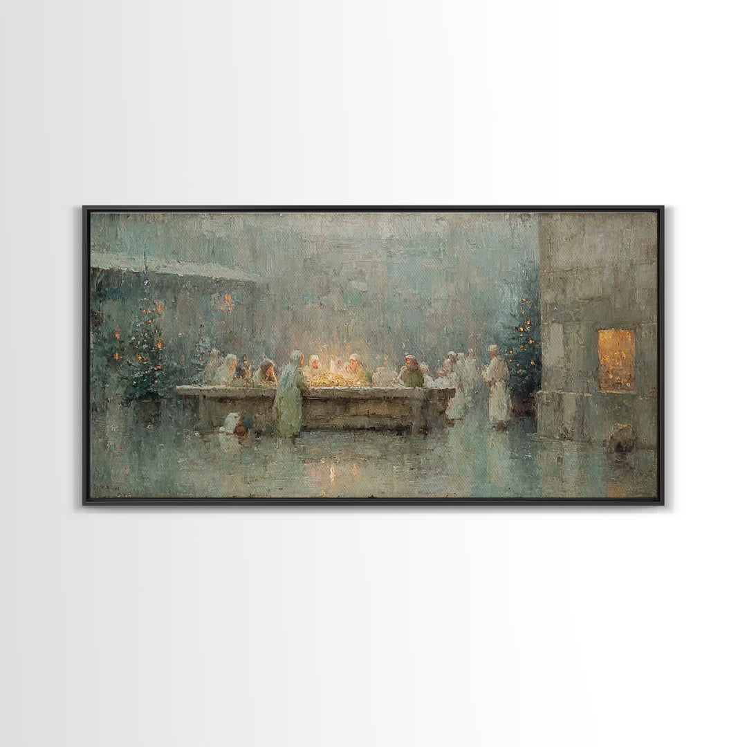Silent Bethlehem | Framed Canvas Print | Christian Wall Art | Christian Art Canvas | Jesus Painting | Christmas Art | Christian Decor