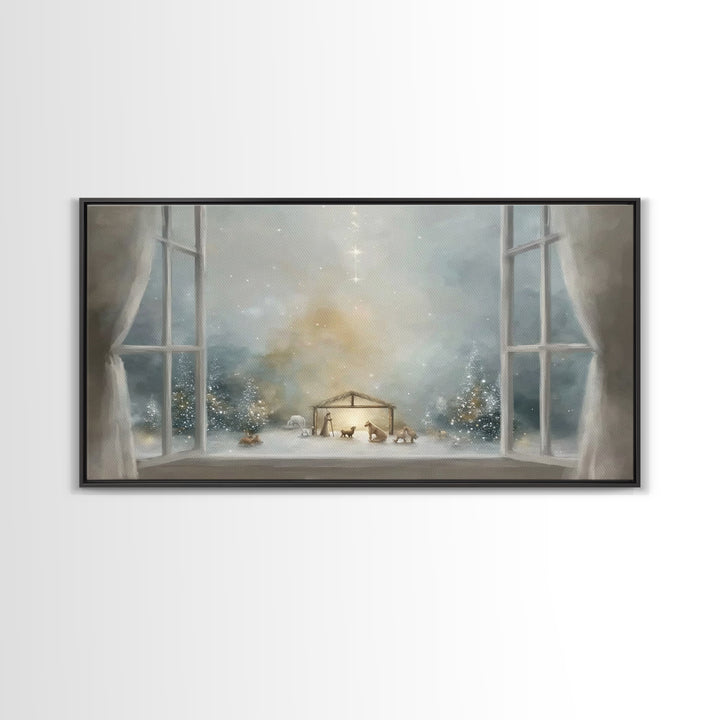 Holy Window Light | Framed Canvas Print | Christmas Art | Christian Art Canvas | Christian Wall Art | Christian Decor | Jesus Painting