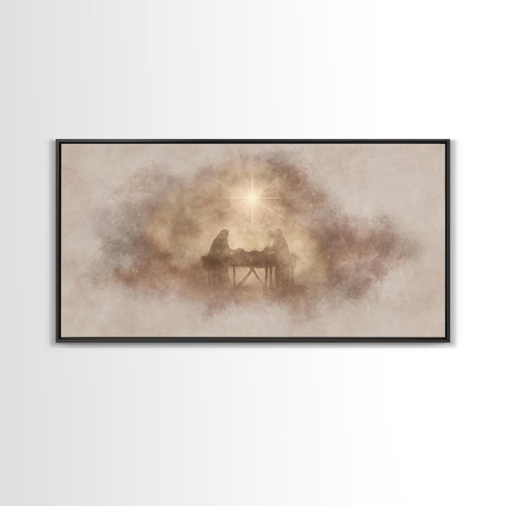 Holy Stillness | Framed Canvas Print | Christian Wall Art | Jesus Painting | Christian Art Canvas | Christian Decor | Christmas Art