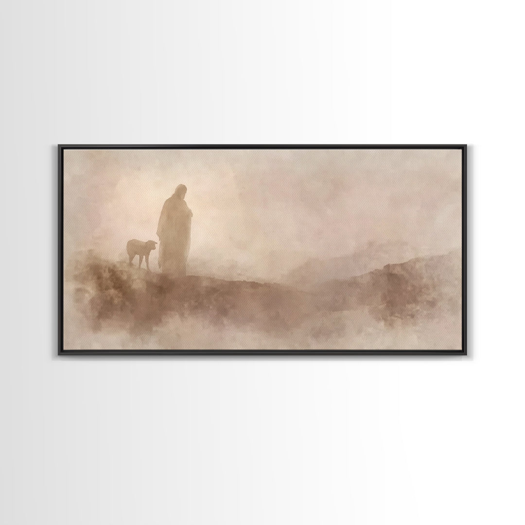 Silent Footsteps | Framed Canvas Print | Christian Wall Art | Christian Art Print | Jesus Painting | Christmas Art | Christian Decor | Fait